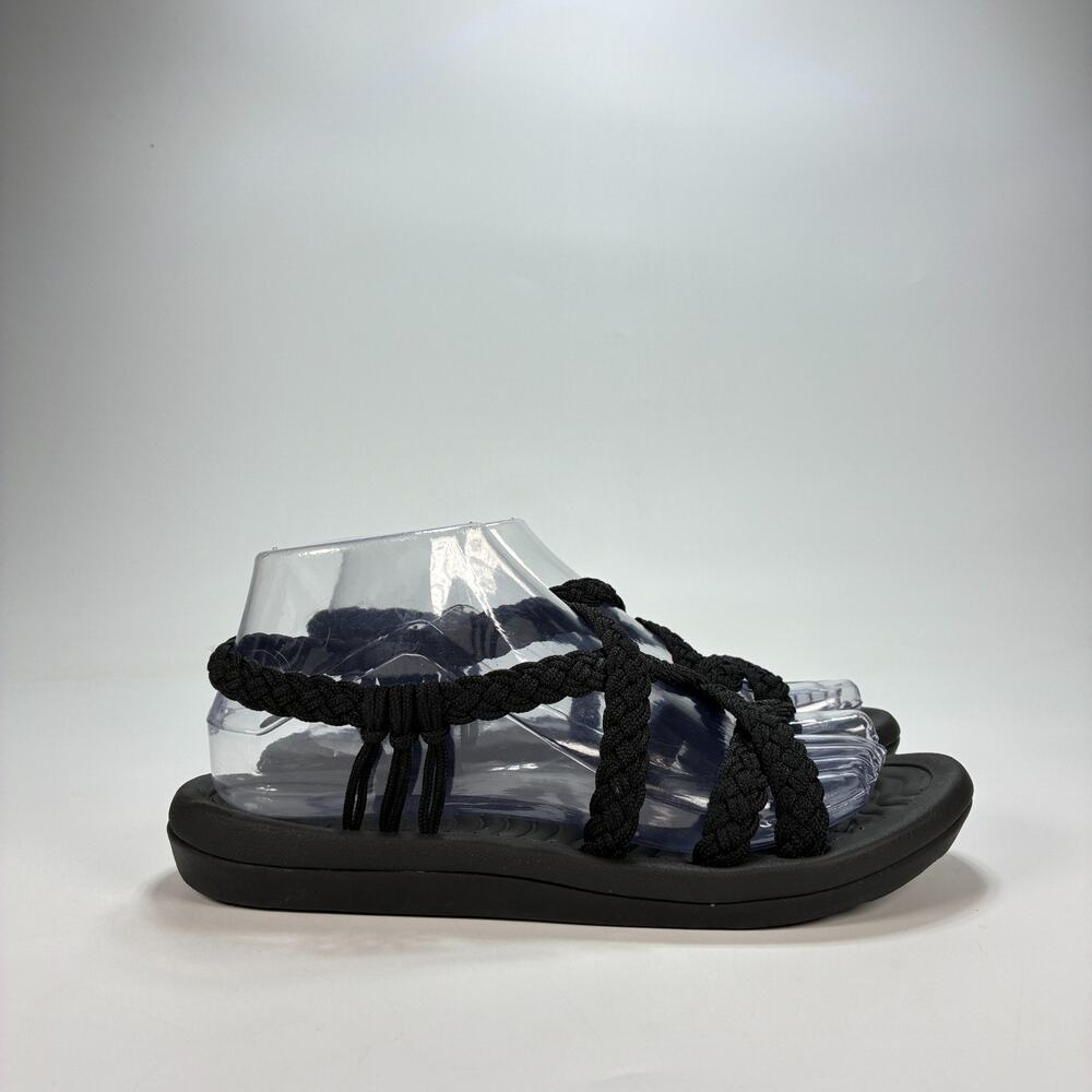 MEGNYA Black Comfort Walking Water Resistant Braided Straps Sandals Women's Sz 7